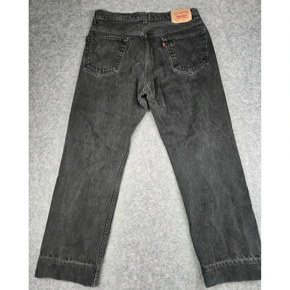 Vintage Levis 505 Jeans Mens 36x32 (Fits 34x29) Black Straight Grunge Y2K Hemmed